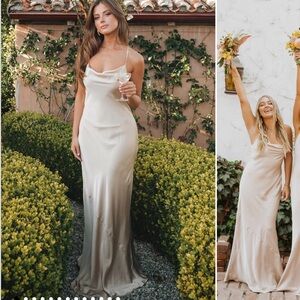 ShowmeyourMumu Tuscany maxi slip dress size Small. In Champagne luxe satin.